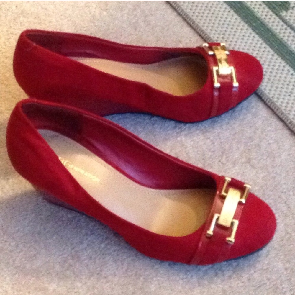 Red BCBG wedges